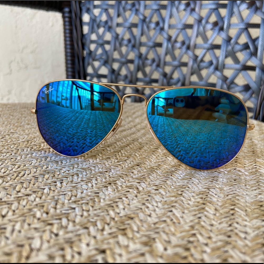 Ray Ban Aviator Large Metal Blue Mirror Flash Len